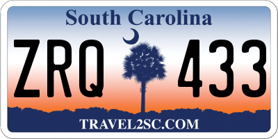SC license plate ZRQ433