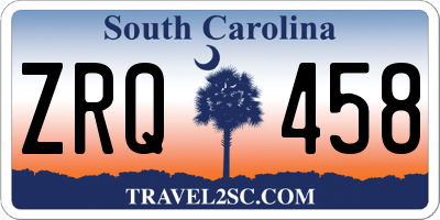 SC license plate ZRQ458