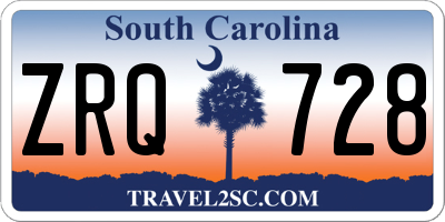 SC license plate ZRQ728