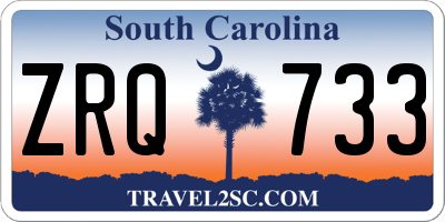 SC license plate ZRQ733