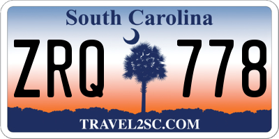 SC license plate ZRQ778