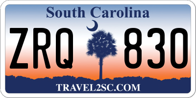 SC license plate ZRQ830