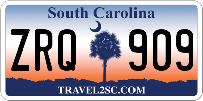 SC license plate ZRQ909