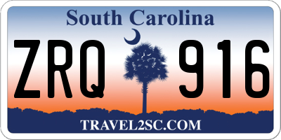SC license plate ZRQ916