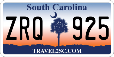 SC license plate ZRQ925