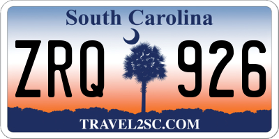 SC license plate ZRQ926