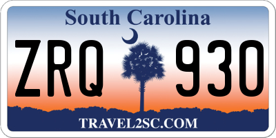 SC license plate ZRQ930