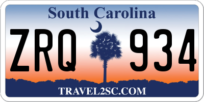 SC license plate ZRQ934