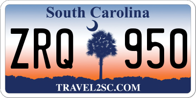 SC license plate ZRQ950