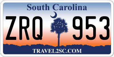SC license plate ZRQ953