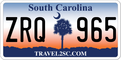 SC license plate ZRQ965