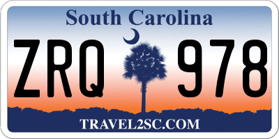 SC license plate ZRQ978
