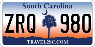 SC license plate ZRQ980