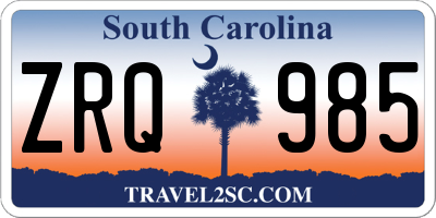 SC license plate ZRQ985