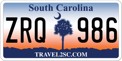 SC license plate ZRQ986