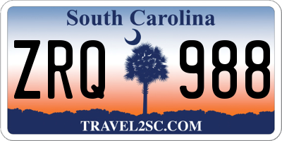 SC license plate ZRQ988