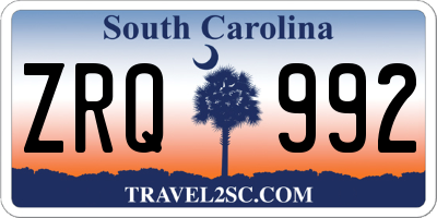SC license plate ZRQ992