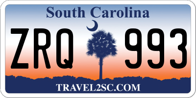 SC license plate ZRQ993