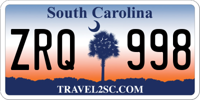 SC license plate ZRQ998