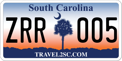 SC license plate ZRR005
