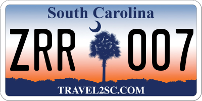 SC license plate ZRR007