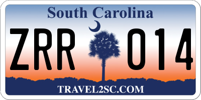SC license plate ZRR014