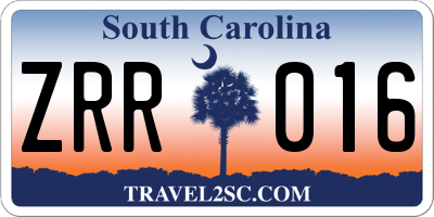 SC license plate ZRR016