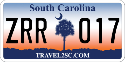 SC license plate ZRR017