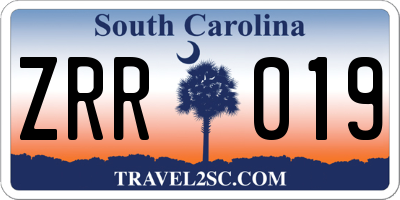 SC license plate ZRR019