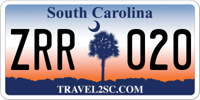 SC license plate ZRR020
