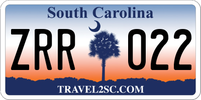 SC license plate ZRR022