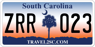 SC license plate ZRR023