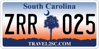 SC license plate ZRR025