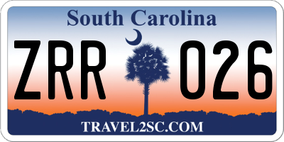 SC license plate ZRR026