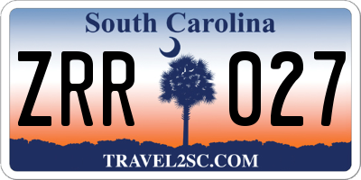 SC license plate ZRR027