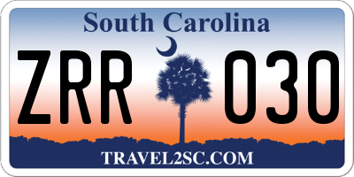 SC license plate ZRR030