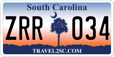 SC license plate ZRR034