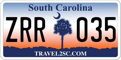 SC license plate ZRR035