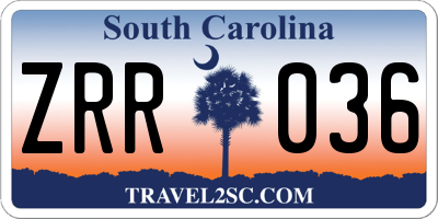 SC license plate ZRR036