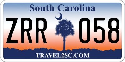 SC license plate ZRR058