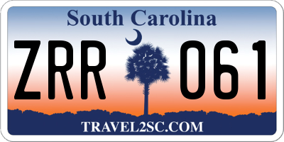 SC license plate ZRR061