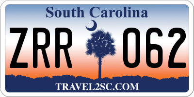 SC license plate ZRR062