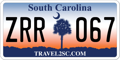 SC license plate ZRR067