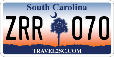 SC license plate ZRR070