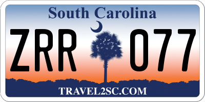 SC license plate ZRR077
