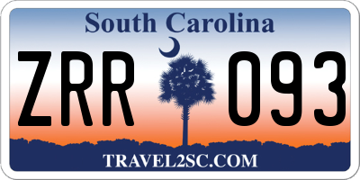 SC license plate ZRR093