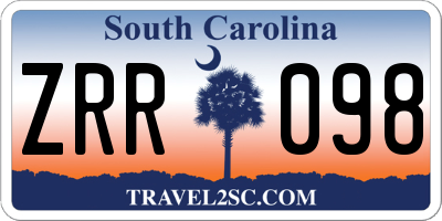 SC license plate ZRR098
