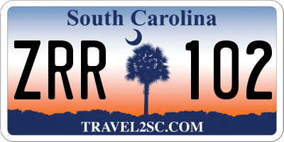 SC license plate ZRR102