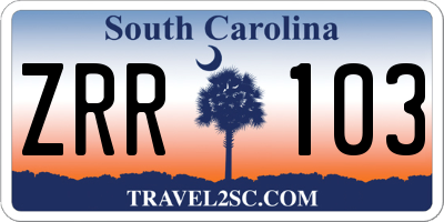 SC license plate ZRR103