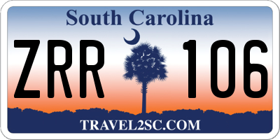 SC license plate ZRR106